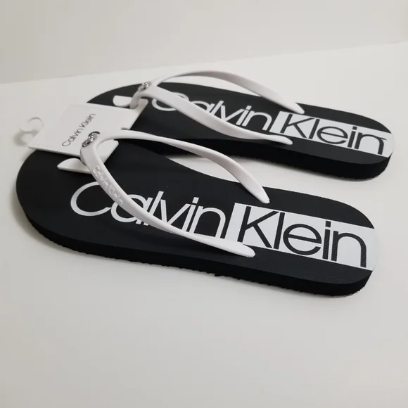 🆕️⬇️Calvin Klein Daryn White/Black Flip Flops - Picture 9 of 9